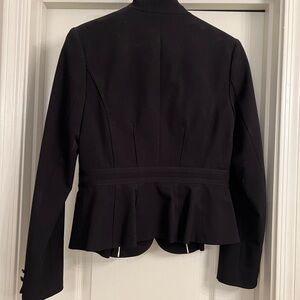 White House Black Market, Size 4, Black, ruffle front blazer